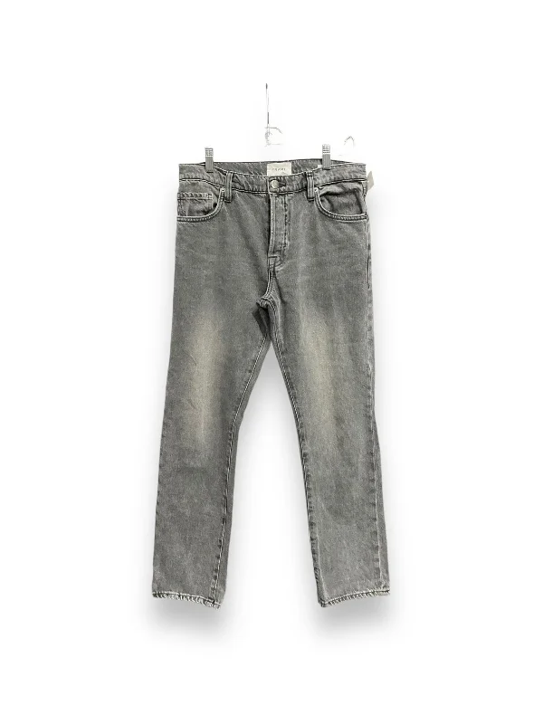 Jeans Straight By Frame In Black Denim, Size: 2