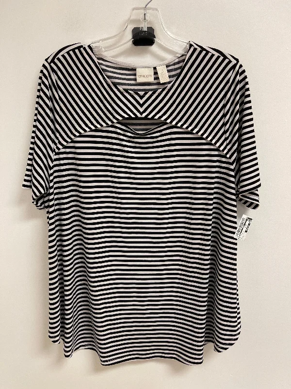 Top Short Sleeve By Chicos In Black & White, Size: Xl