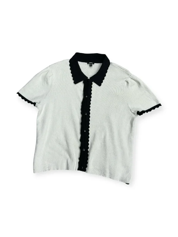 Top Short Sleeve By Express In Black & White, Size: M