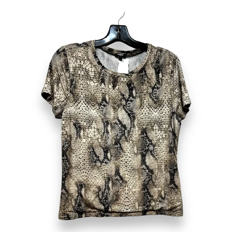 Top Short Sleeve By Express O In Snakeskin Print, Size: L