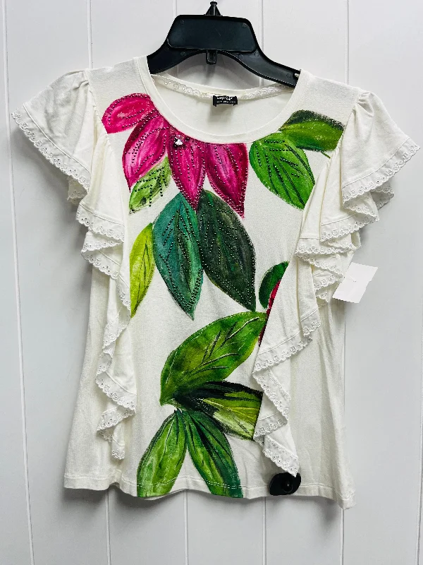 Top Short Sleeve By lalty lie In Green & Pink, Size: S