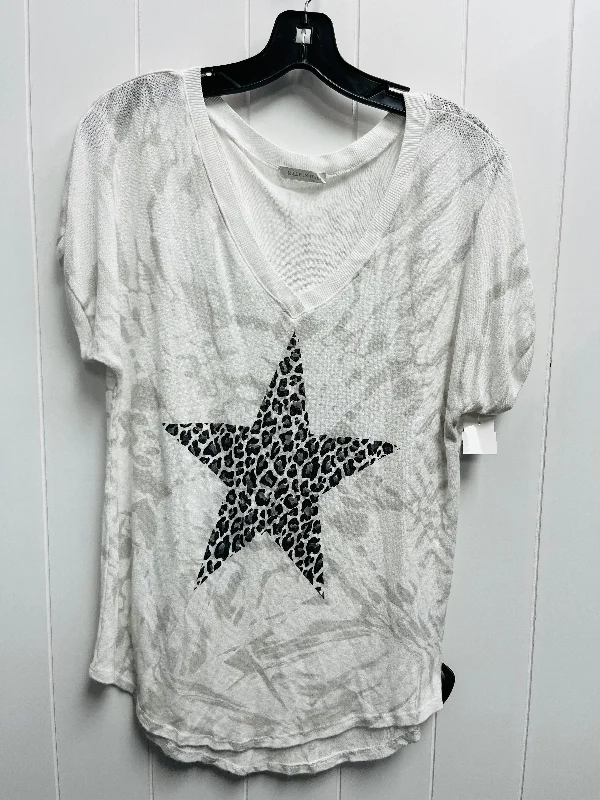 Top Short Sleeve By MADE IN ITALY In Grey & White, Size: S