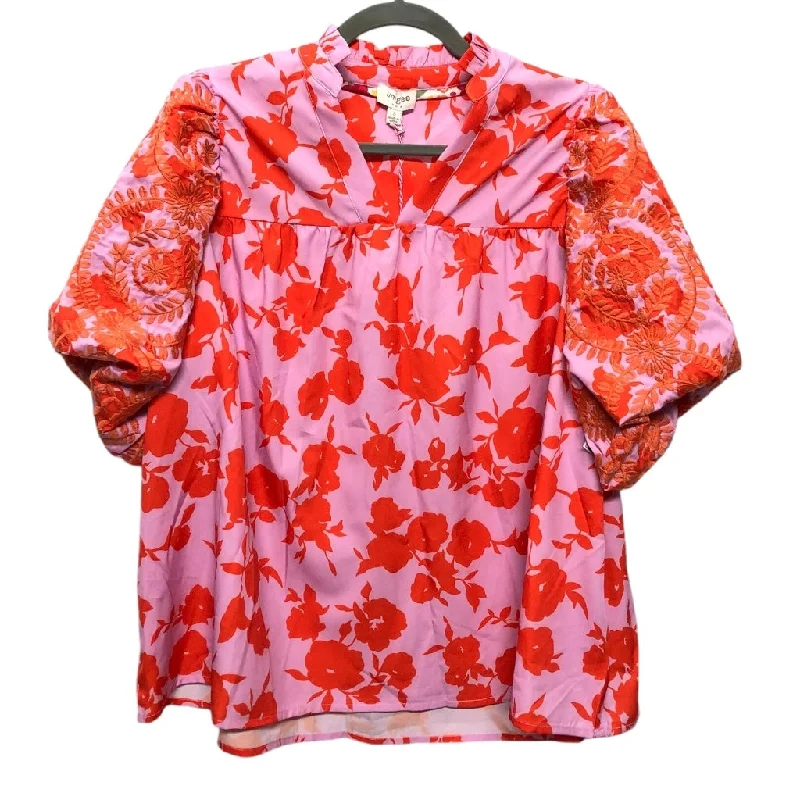 Top Short Sleeve By Umgee In Orange & Pink, Size: S